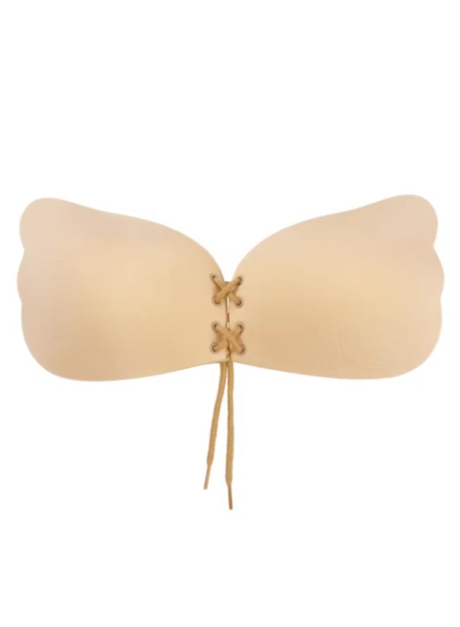 Women's Invisible Push Up Bra,Deep V-Shaped Adhesive Backless Strapless Br,Patch Silicone Patch,Comfortable/Lift/Back-less & Reusable Bras For Women Ladies - Image 1